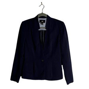 H&M Women's Navy Single Breasted Pleated Blazer